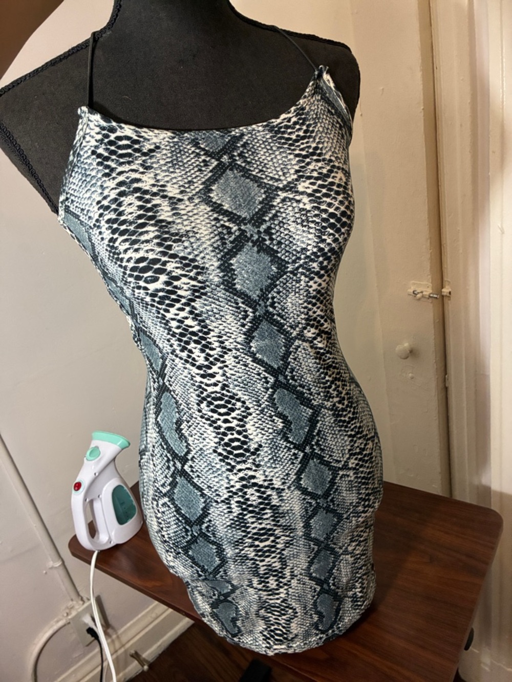 snake print mini dress